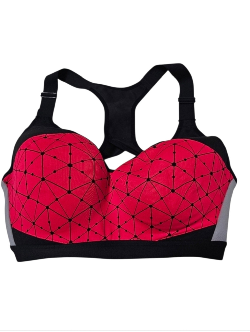 Vicroria's Secret VSX Sport Racerback Black Red Sport Bra Sz 34DD